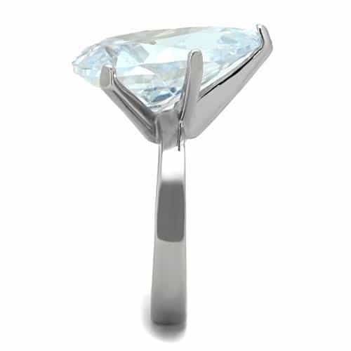 Stainless Steel CZ Large Pear Solitaire Ring view 4