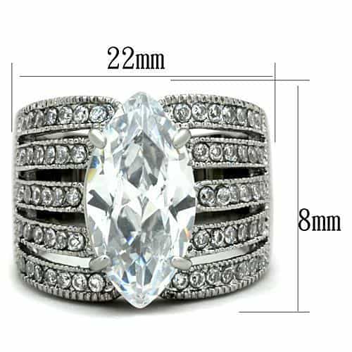Stainless Steel CZ Marquise Multi Row Channel Wide Ring view 6