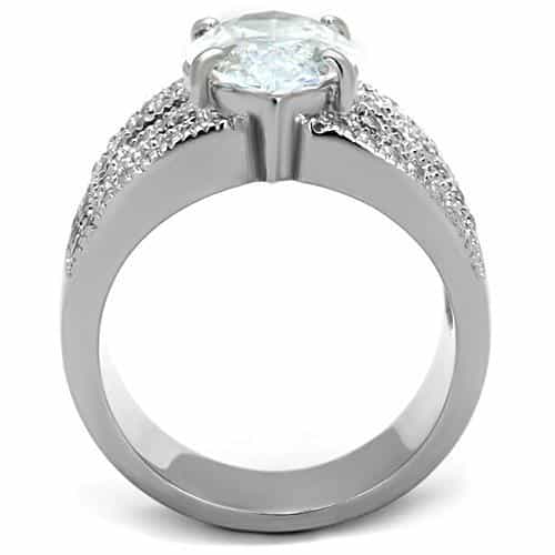 Stainless Steel CZ Marquise Multi Row Channel Wide Ring view 3