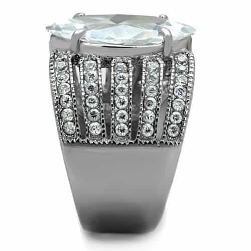 Stainless Steel CZ Marquise Multi Row Channel Wide Ring view 4