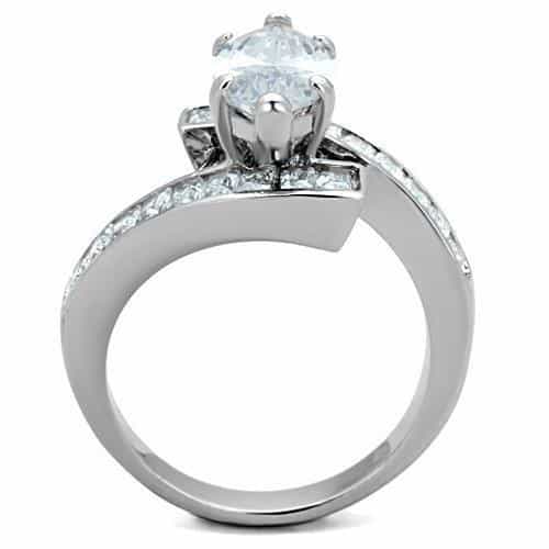 Stainless Steel Pear Baguette Wing Ring | The Stainless Jewelry view 3