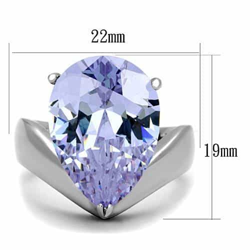 Stainless Steel Lavender Pear Crystal Twist Band Ring view 6