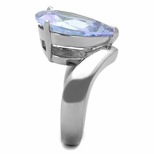 Stainless Steel Lavender Pear Crystal Twist Band Ring view 8
