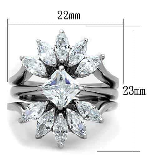 Stainless Steel CZ Marquise Starburst Ring view 6