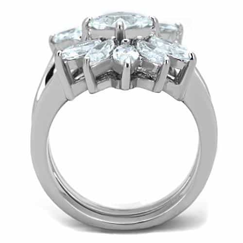 Stainless Steel CZ Marquise Starburst Ring view 3