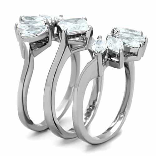 Stainless Steel CZ Marquise Starburst Ring view 8