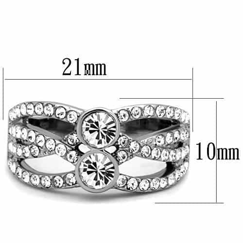 Stainless Steel CZ Round Bezel Pave Multi Band Split Ring view 2