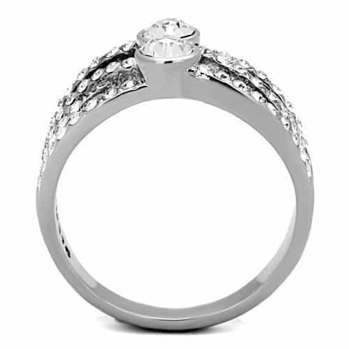 Stainless Steel CZ Round Bezel Pave Multi Band Split Ring view 3