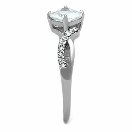 Stainless Steel CZ Cushion Solitaire Pave Petite Ring view 8