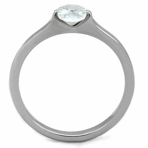 Stainless Steel Solitaire Tall Prong Ring | The Stainless Jewelry view 3