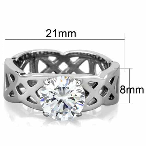 Stainless Steel CZ Round Celtic Lattice Cutout Wide Ring view 6