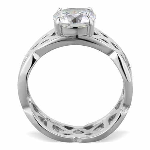 Stainless Steel CZ Round Celtic Lattice Cutout Wide Ring view 7