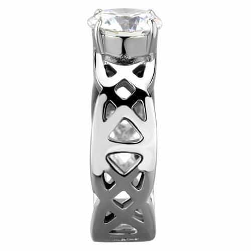 Stainless Steel CZ Round Celtic Lattice Cutout Wide Ring view 8