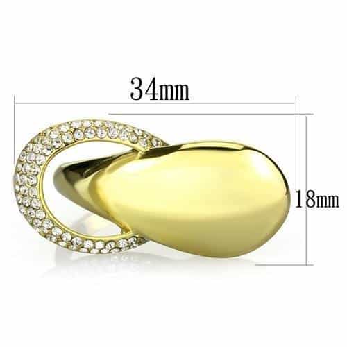 Stainless Steel Gold CZ Pave Circle Loop Modern Cocktail Ring view 6