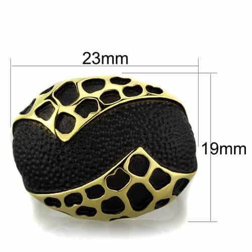 Stainless Steel Gold IP Leopard Print Ring view 6