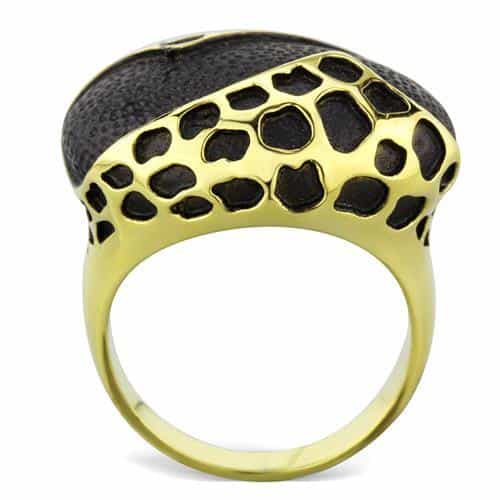 Stainless Steel Gold IP Leopard Print Ring view 3