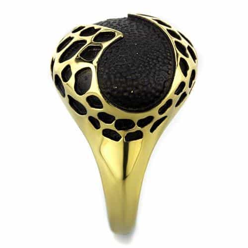 Stainless Steel Gold IP Leopard Print Ring view 8