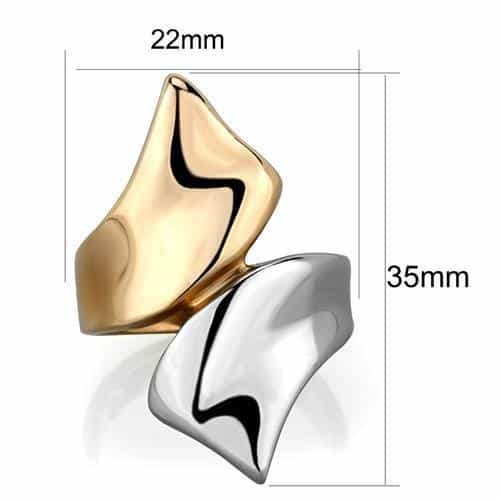 Stainless Steel Gold IP Sculpted Leaf Ring view 6