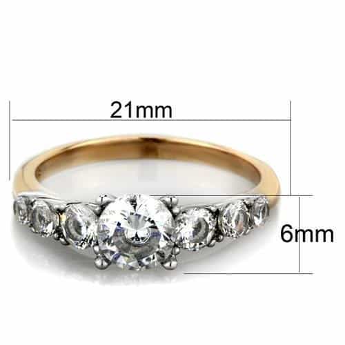 Stainless Steel Gold CZ Round Marquise Side Stones Ring view 2