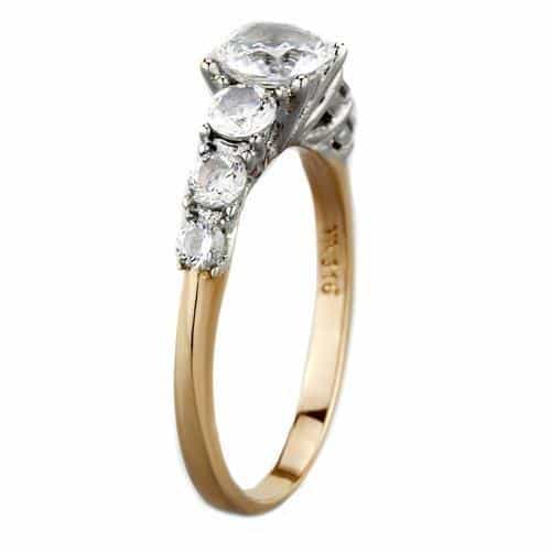 Stainless Steel Gold CZ Round Marquise Side Stones Ring view 8