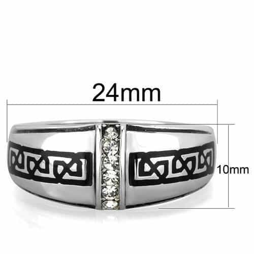 Stainless Steel Greek Key Meander Band Ring view 2