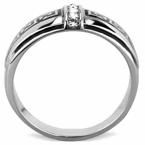 Stainless Steel Greek Key Meander Band Ring view 7