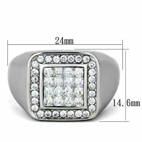 Stainless Steel Square Grid Signet Ring | The Stainless Jewelry view 6