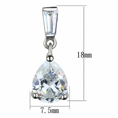 Stainless Steel CZ Pear Drop Baguette Stud Earrings view 2
