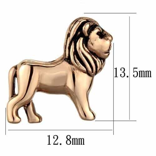 Stainless Steel Rose Gold Lion Figure Stud Earrings view 2