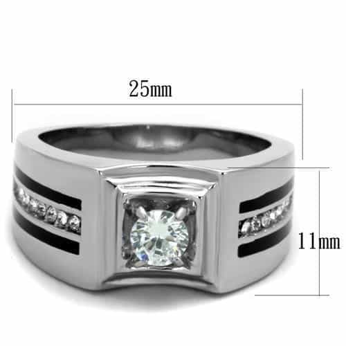 Stainless Steel CZ Square Bezel Signet Ring view 2
