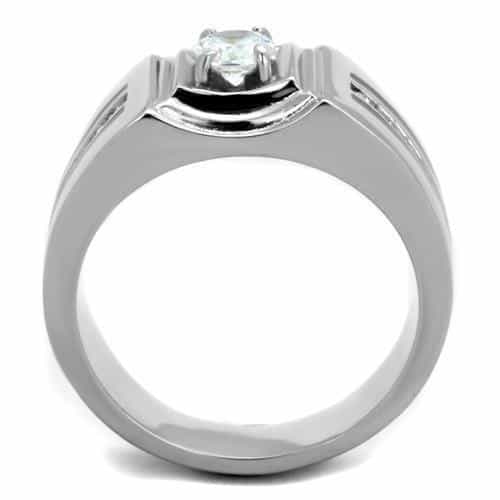 Stainless Steel CZ Square Bezel Signet Ring view 7