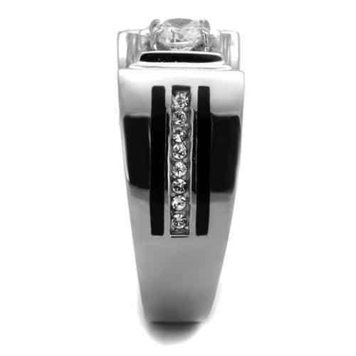 Stainless Steel CZ Square Bezel Signet Ring view 8