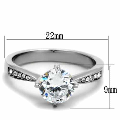 Stainless Steel CZ Large Round Solitaire Pave Channel Ring view 6
