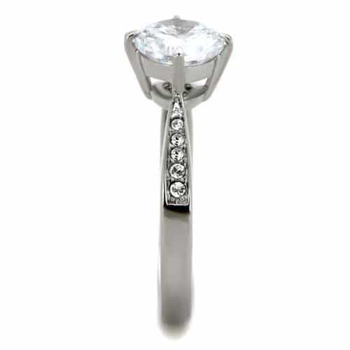 Stainless Steel CZ Large Round Solitaire Pave Channel Ring view 8