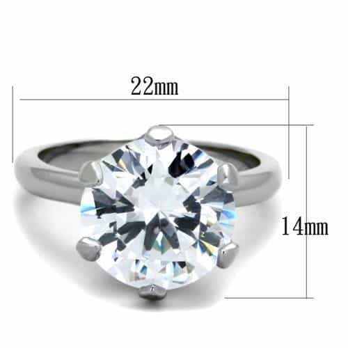 Stainless Steel CZ Oversized Round Solitaire Prong Ring view 2