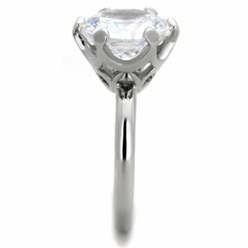 Stainless Steel CZ Oversized Round Solitaire Prong Ring view 8