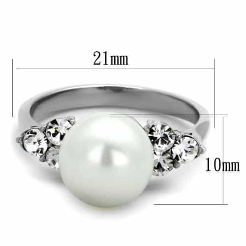 Stainless Steel White Pearl CZ Side Accent Ring view 6