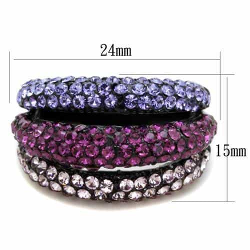 Stainless Steel Purple Amethyst Pave Dome Band Ring view 6
