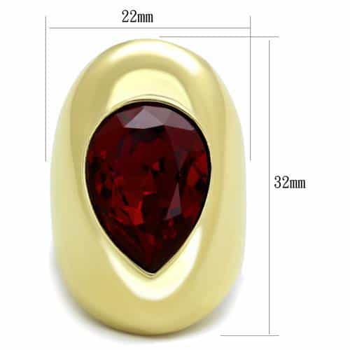 Stainless Steel Garnet Solitaire Gold Ring view 6