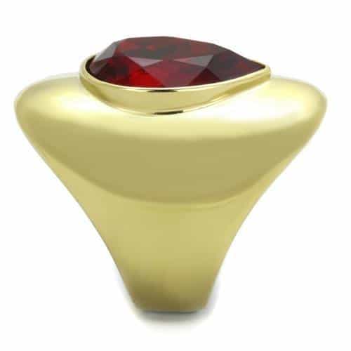 Stainless Steel Garnet Solitaire Gold Ring view 8