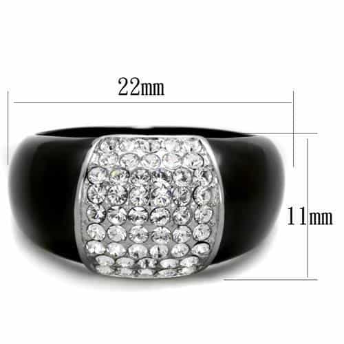Stainless Steel Black IP CZ Pave Dome Signet Ring view 2
