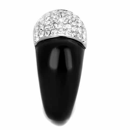 Stainless Steel Black IP CZ Pave Dome Signet Ring view 8