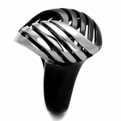 Stainless Steel Black IP Swirl Cage Ring | The Stainless Jewelry view 8