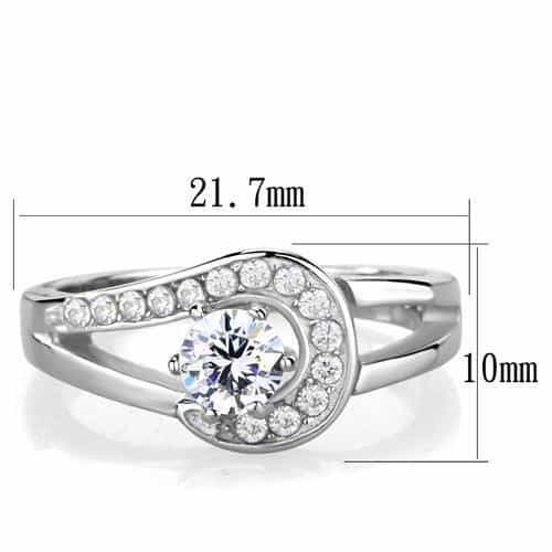 Stainless Steel CZ Round Halo Twist Band Ring view 6