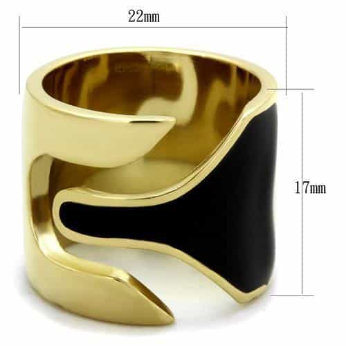 Stainless Steel Gold IP Black Stripe Ring | The Stainless Jewelry view 2