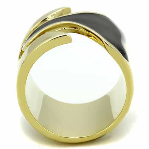 Stainless Steel Gold IP Black Stripe Ring | The Stainless Jewelry view 3