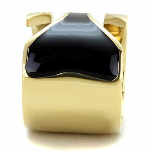 Stainless Steel Gold IP Black Stripe Ring | The Stainless Jewelry view 4