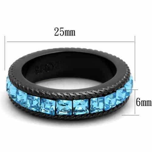 Stainless Steel Light Blue Princess Channel Eternity Black Ring view 2