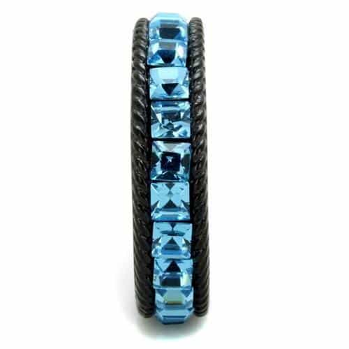 Stainless Steel Light Blue Princess Channel Eternity Black Ring view 8