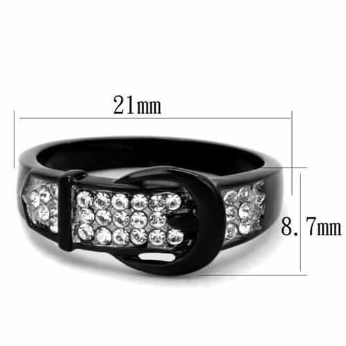Stainless Steel CZ Pave Buckle Black IP Ring view 6